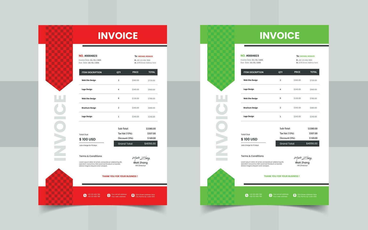 invoice business template vector