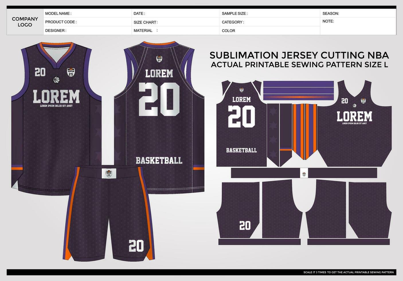 Simple Elegant PURPLE Basketball Jersey vector