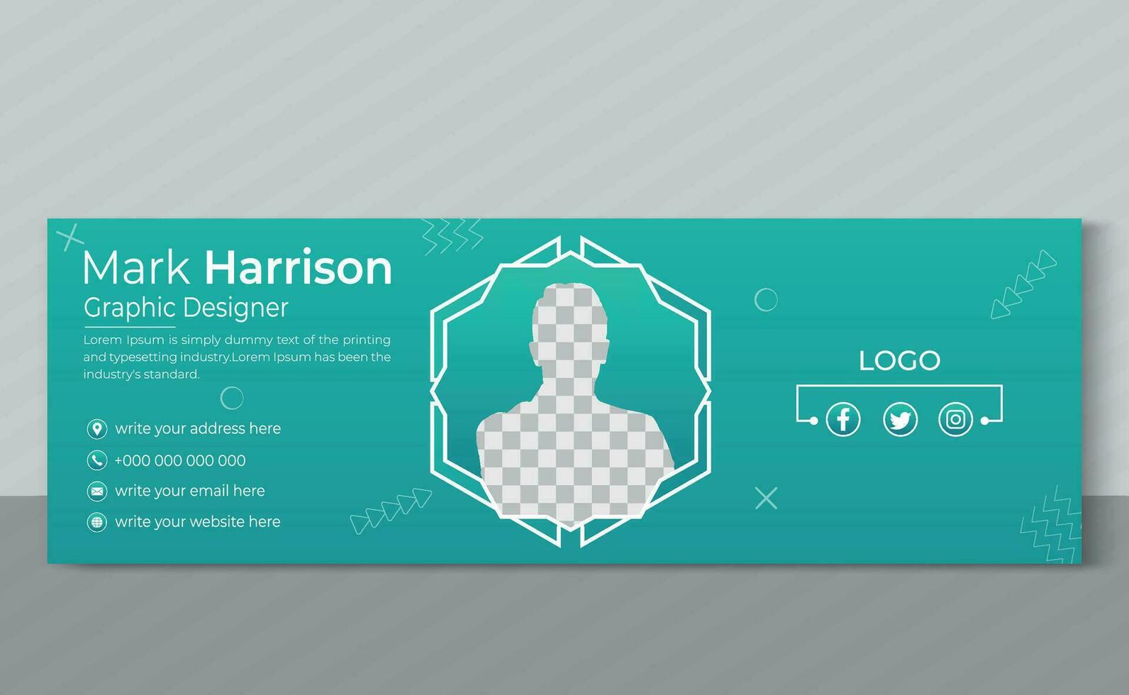 Professional email signature design and template vector