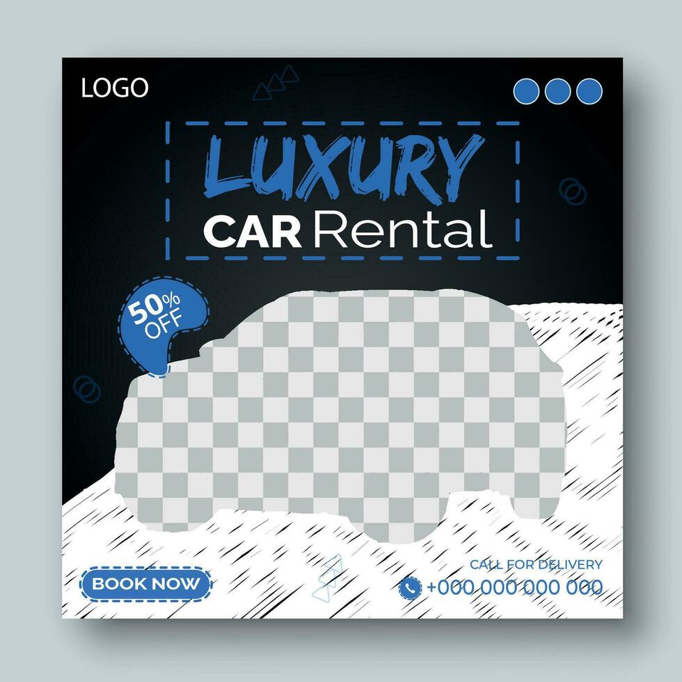 Car rental and social media template vector