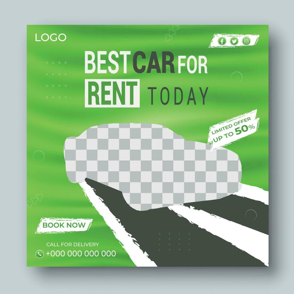 Car rental social media and instagram post design vector