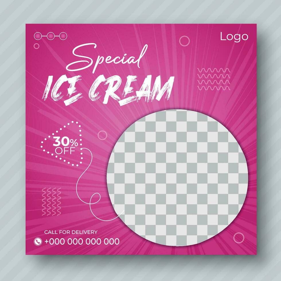 Ice Cream Social Media Post design Template For Your restaurant vector