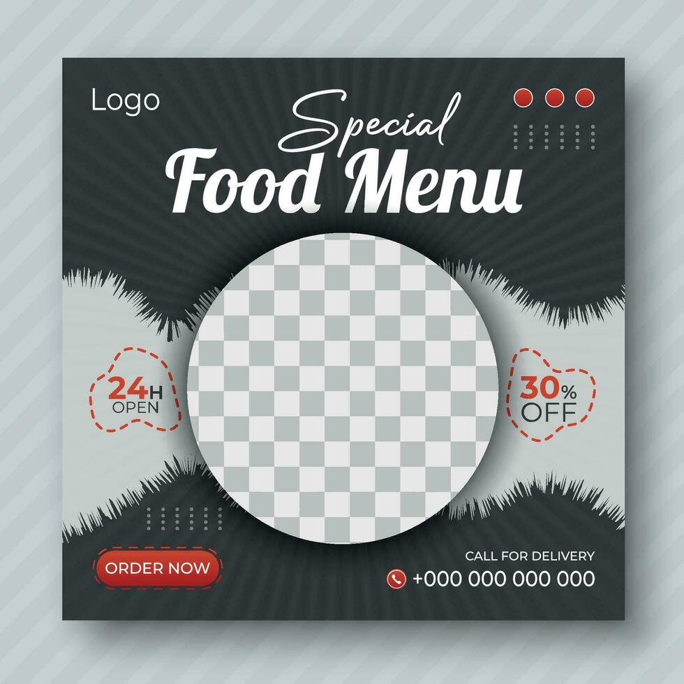 Food Menu Social Media Post design Template For Your restaurant vector