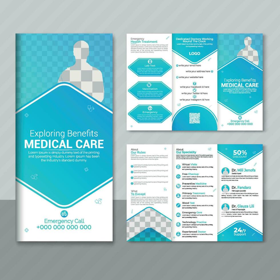 Flat design medical brochure vector