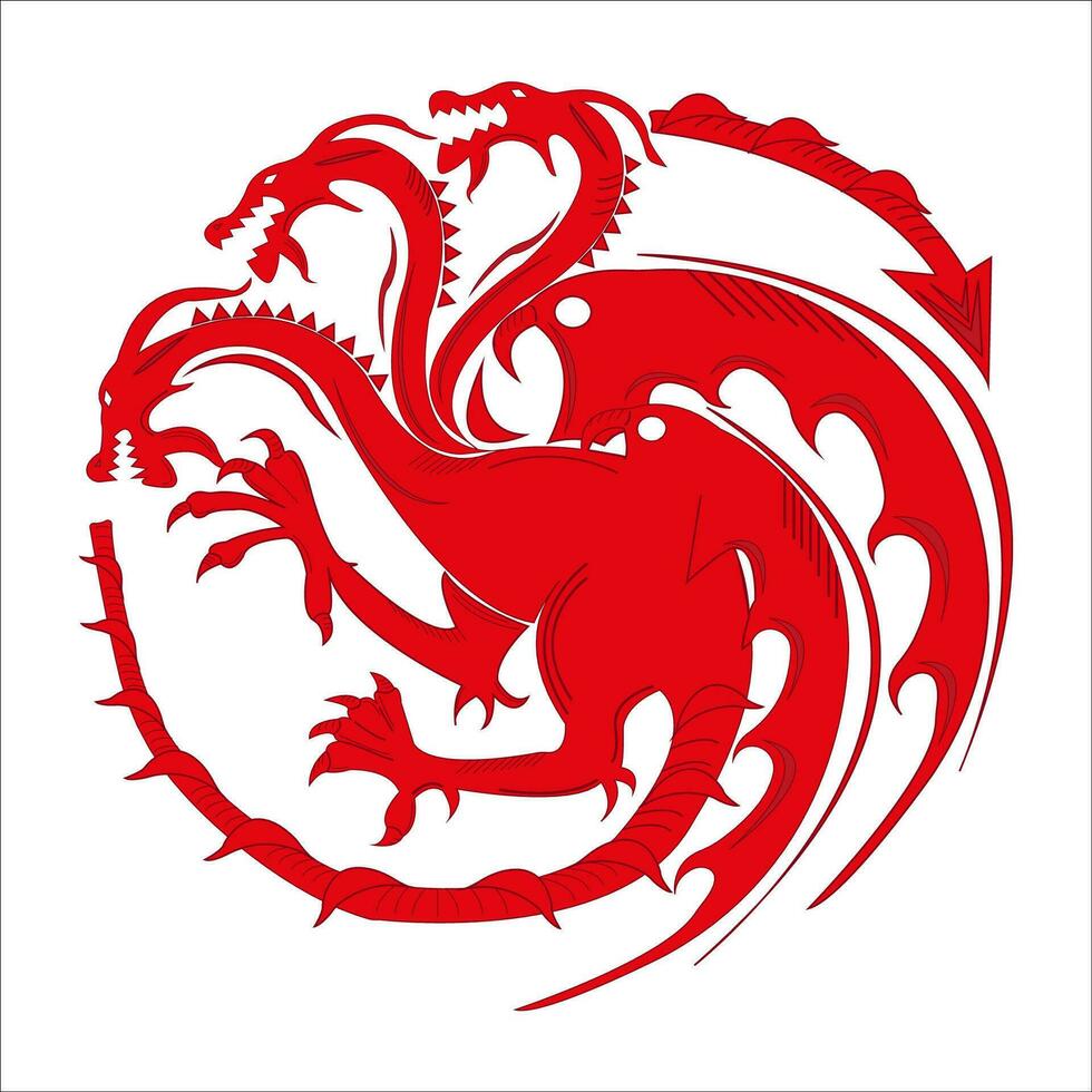 Three-headed dragon illustration. Dragon mascot art. Vector ...