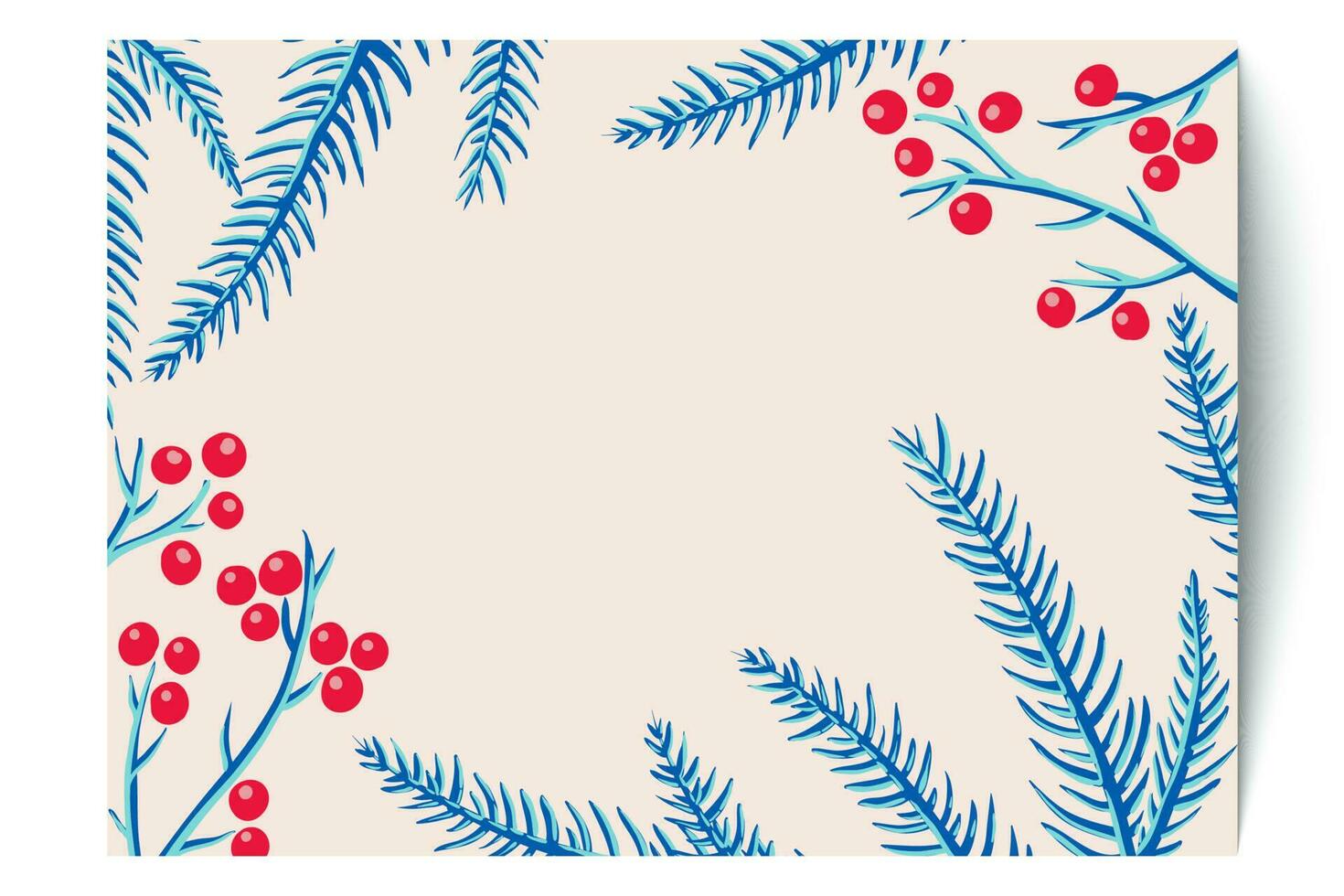 postal con plantas navideñas vector