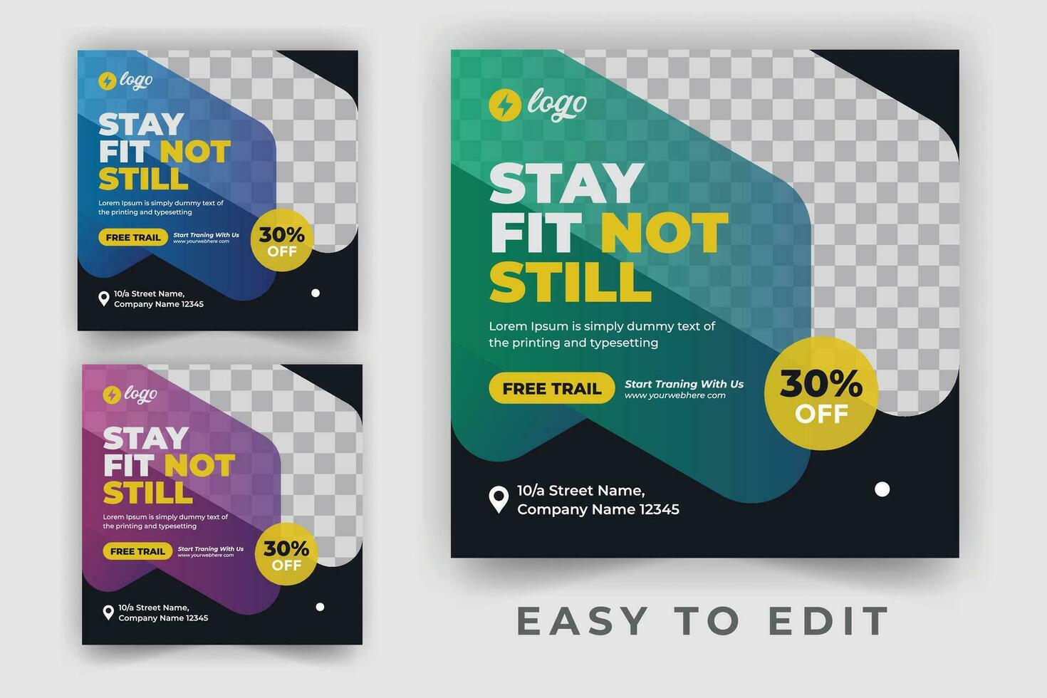 Shape your body square flyer or Instagram social media post template vector