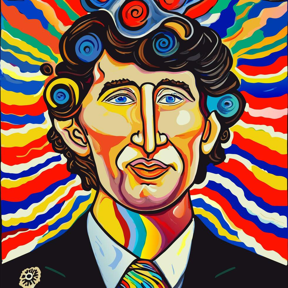 Colorful Contemporary Justin Trudeau Portrait photo