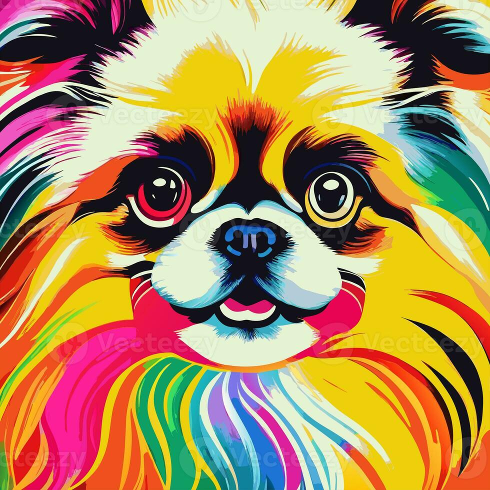 Cute Fluffy Pekingese Toy Dog Portrait photo