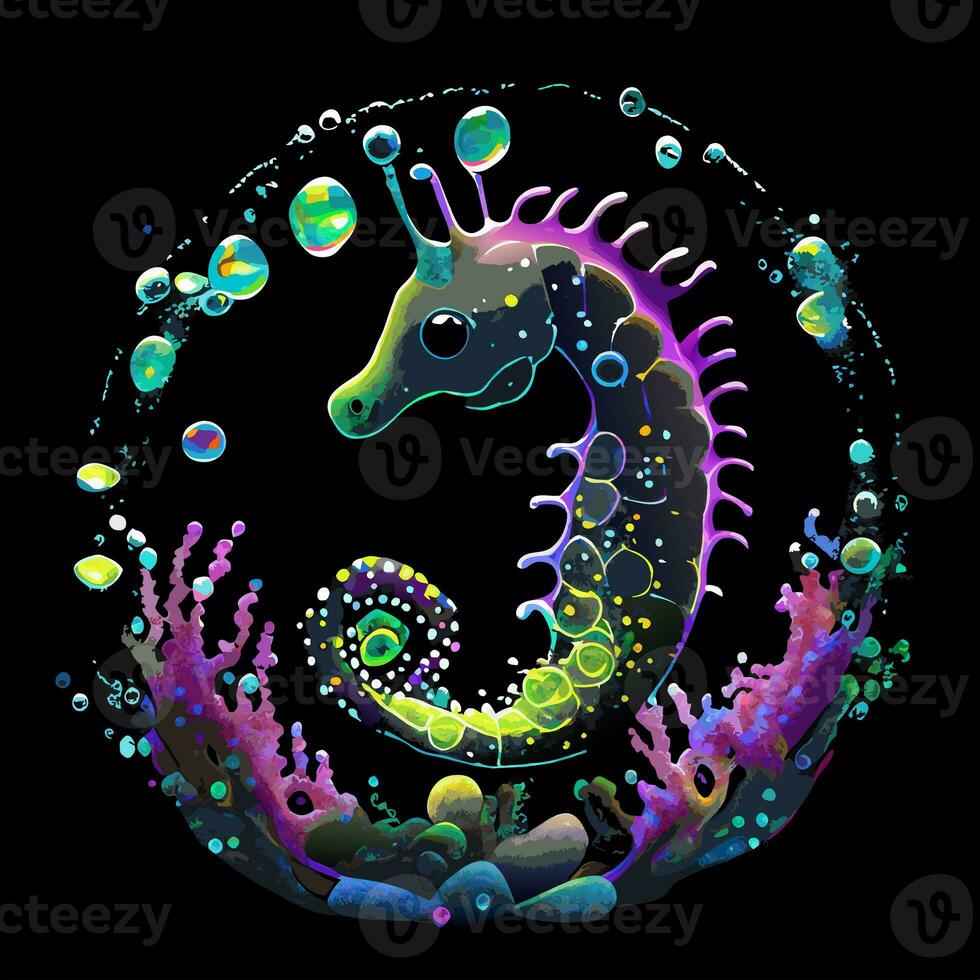 Cute Underwater Baby Seahorse Marine Scene photo