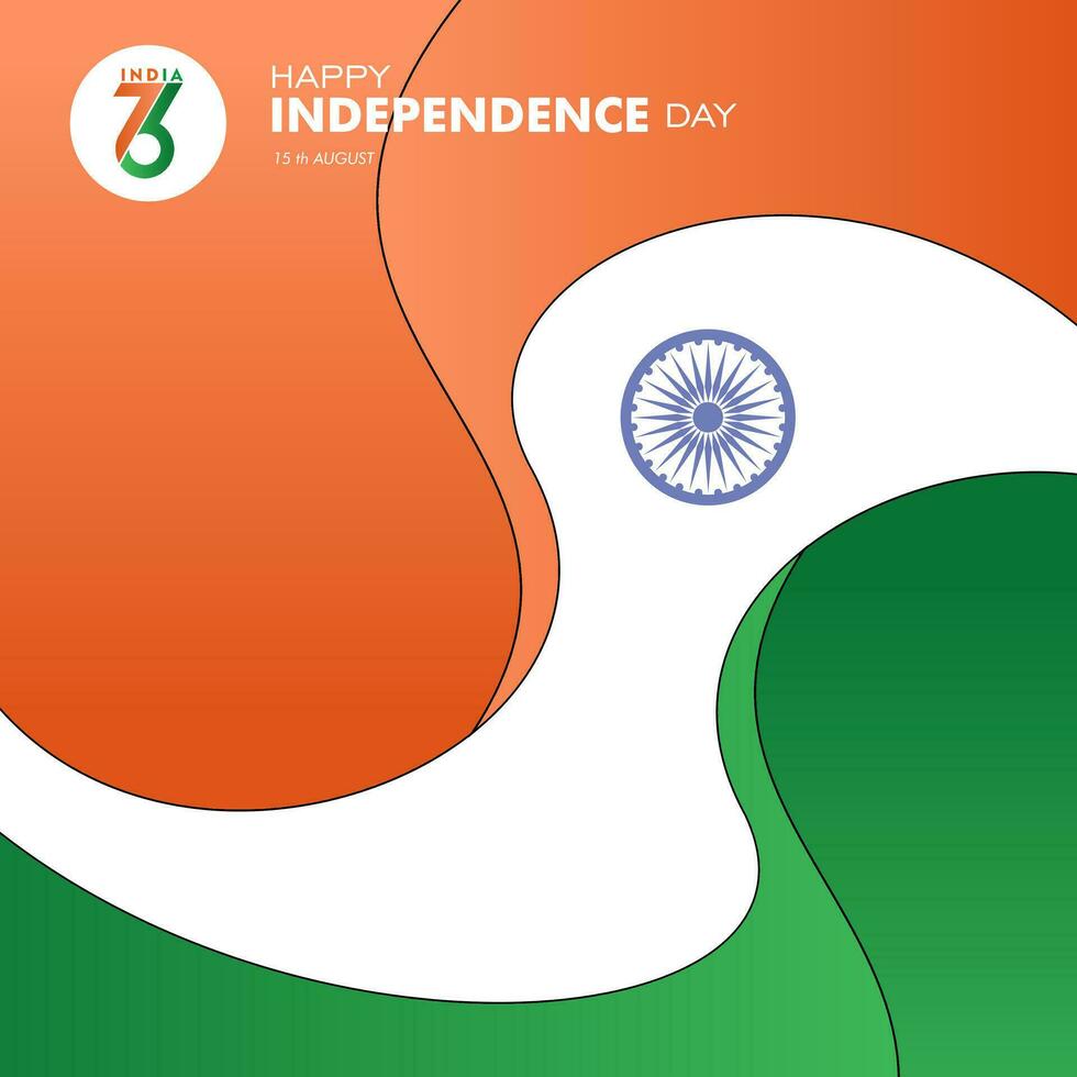 76 year Happy independence day India, 15th August, Template for Poster, Banner, Advertising, or Greeting card vector