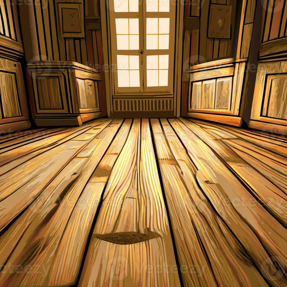 Old Wooden Floor Rustic Room Interior photo