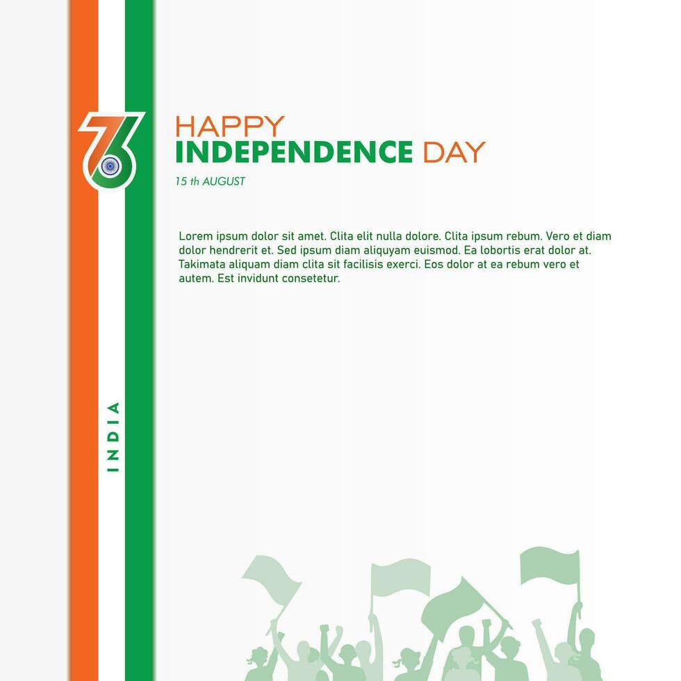 76 year Happy independence day India, 15th August, Template for Poster, Banner, Advertising, or Greeting card vector