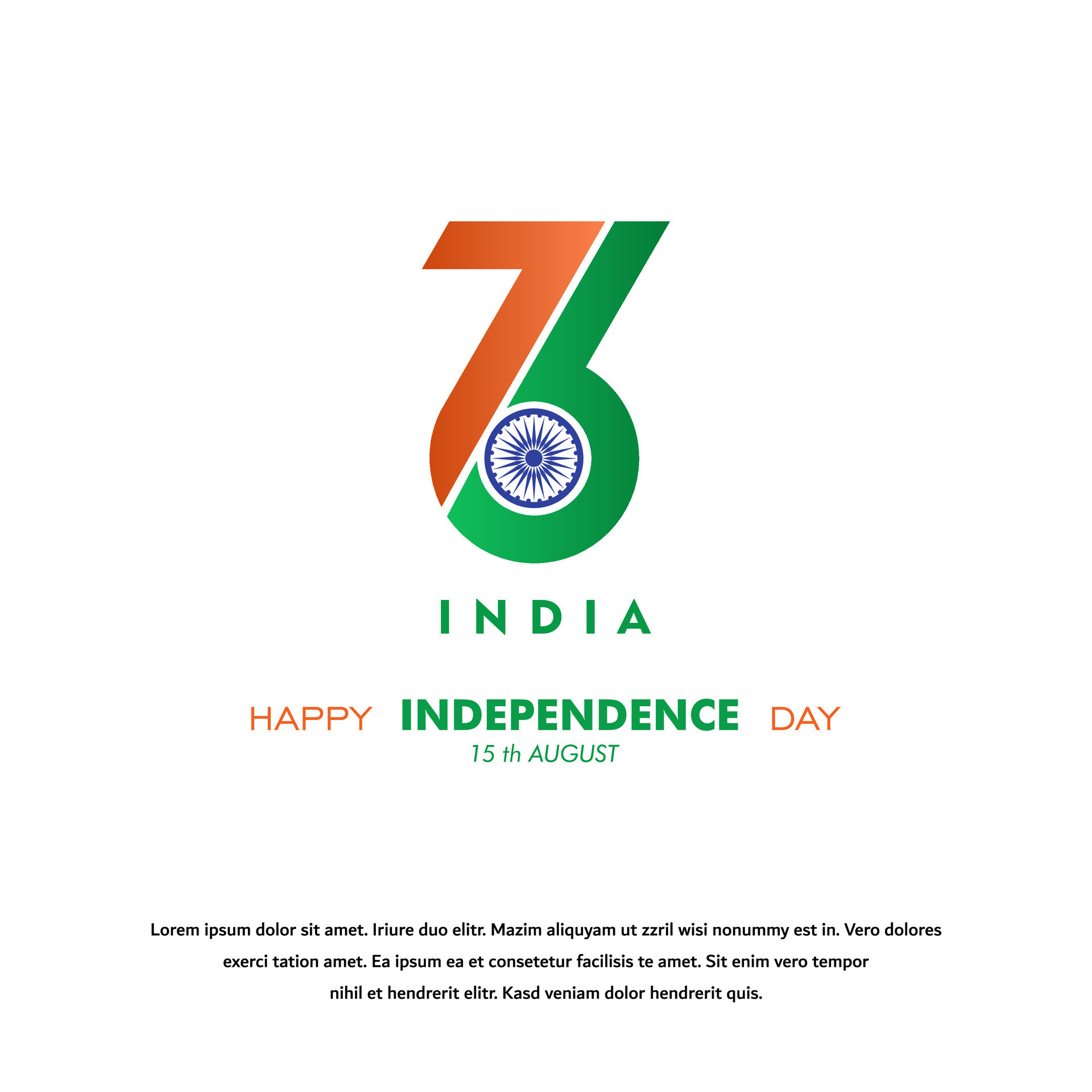 76 año contento independencia día India, 15 agosto, modelo para póster