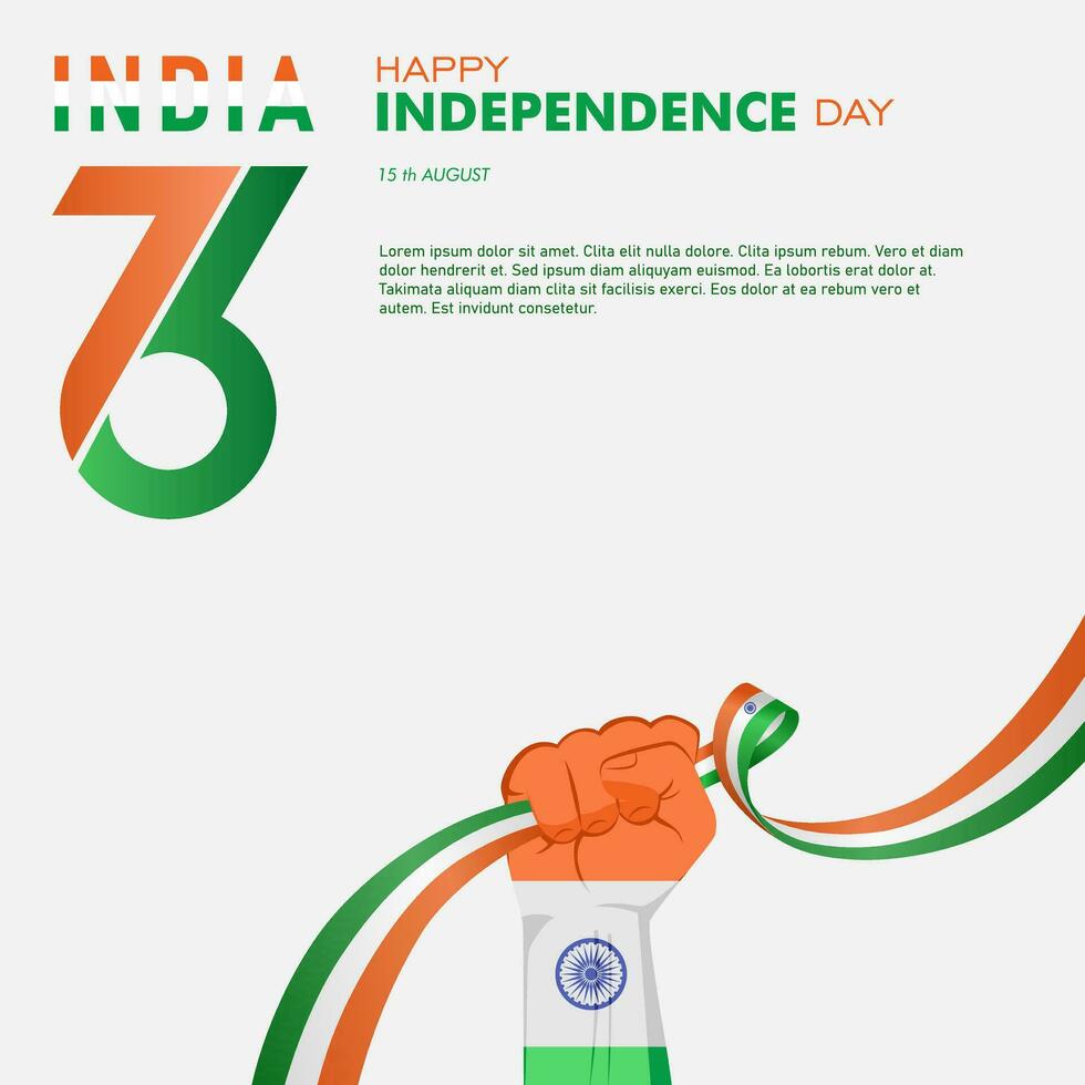 76 year Happy independence day India, 15th August, Template for Poster, Banner, Advertising, or Greeting card vector