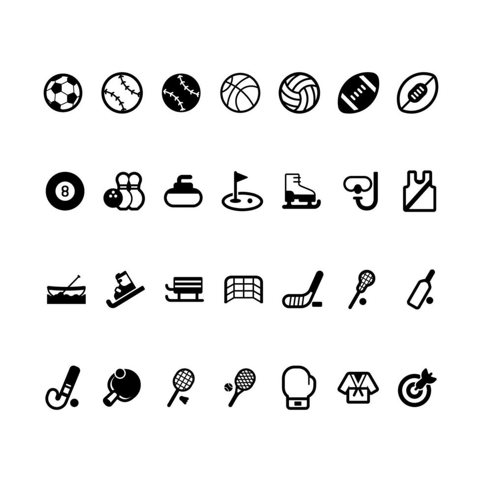 Set of sport Icons. Simple line art style icons pack. vector