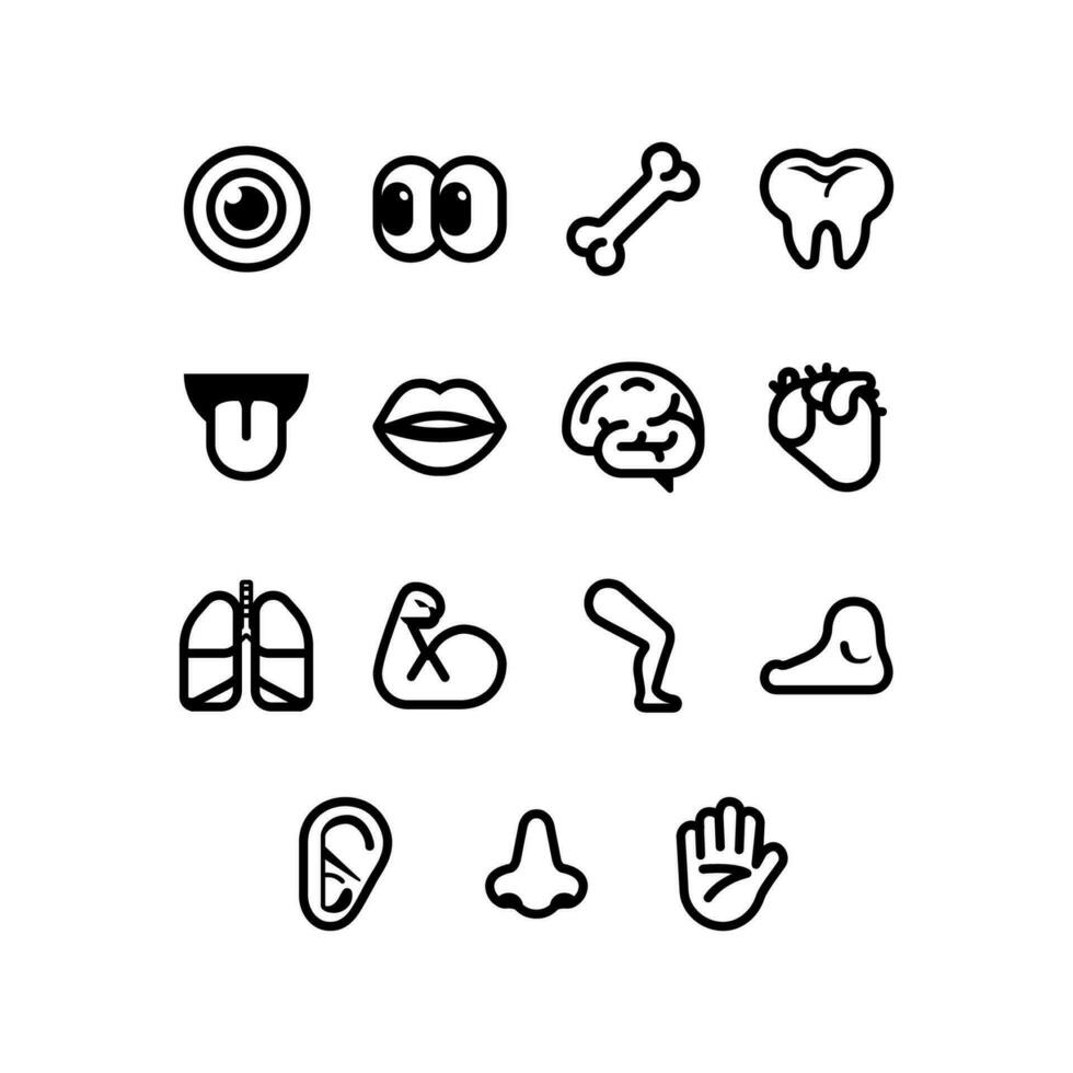 Set of human anatomy Icons. Simple line art style icons pack. vector