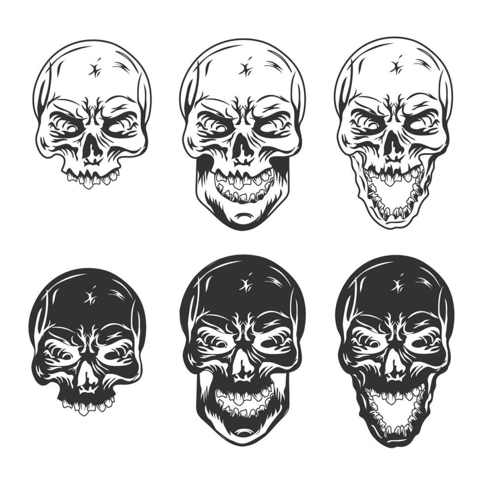 Hand Drawn Human Skull Vector