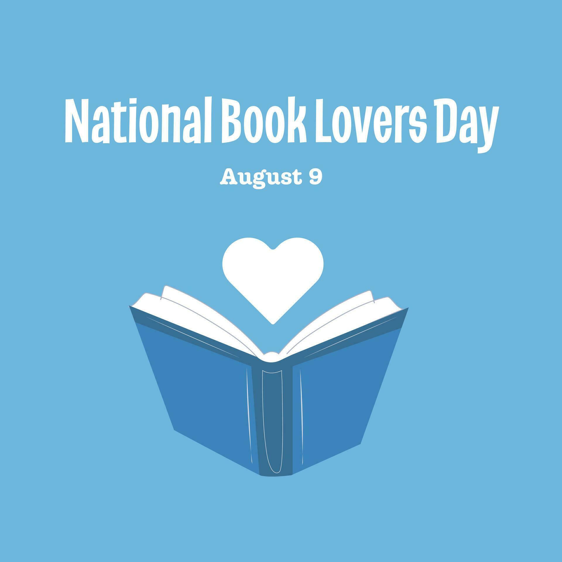 National Book Lovers Day vector. Open book with heart vector. Blue book