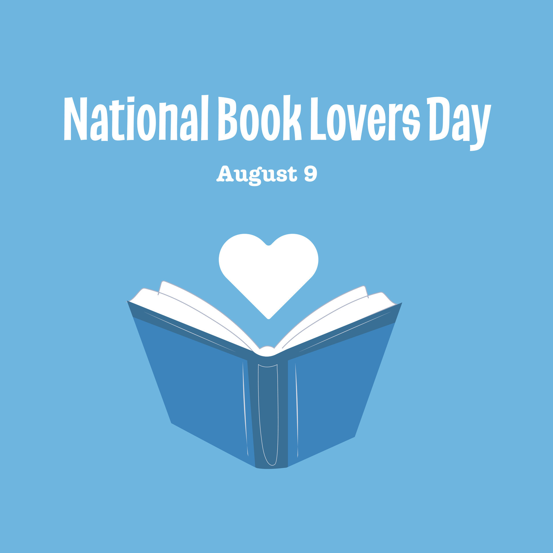 National Book Lovers Day vector. Open book with heart vector. Blue book