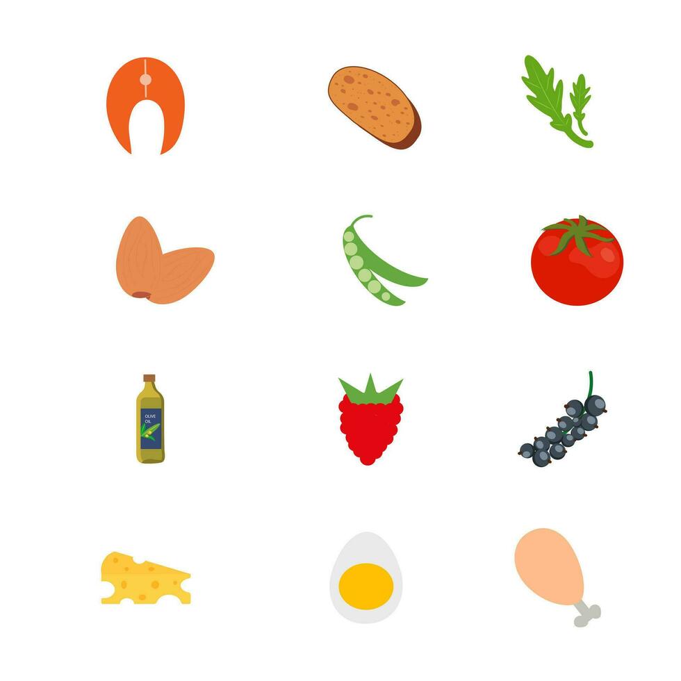 set of 12 food icons vector