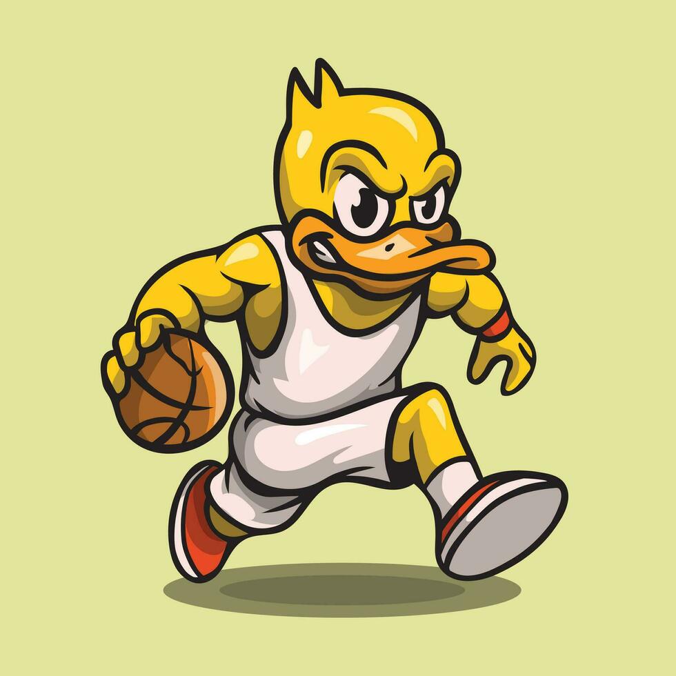 Duck Mascot As a Basket Ball Player vector