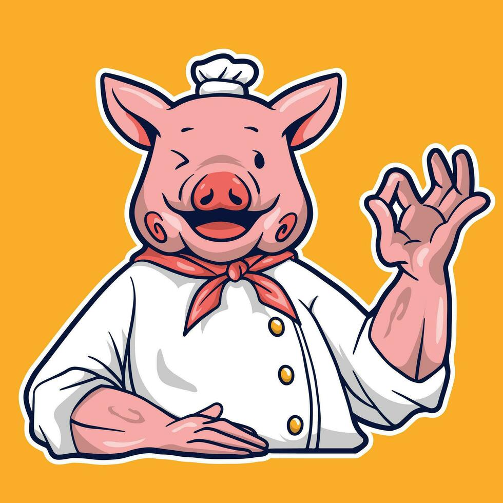 Cartoon Chef Pig Vector