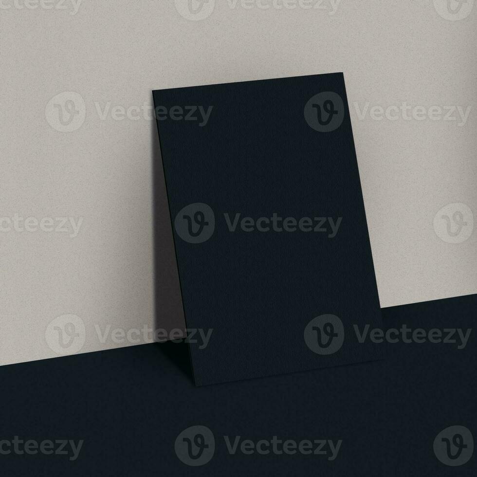 Single empty black paper sheets. Paper mockup for branding. photo
