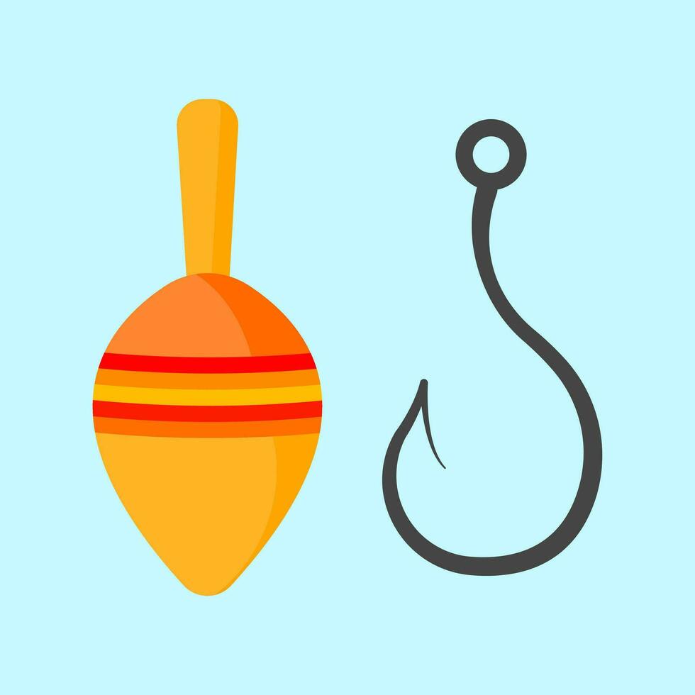 Fishing Buoy and hook for fisherman, angler vector