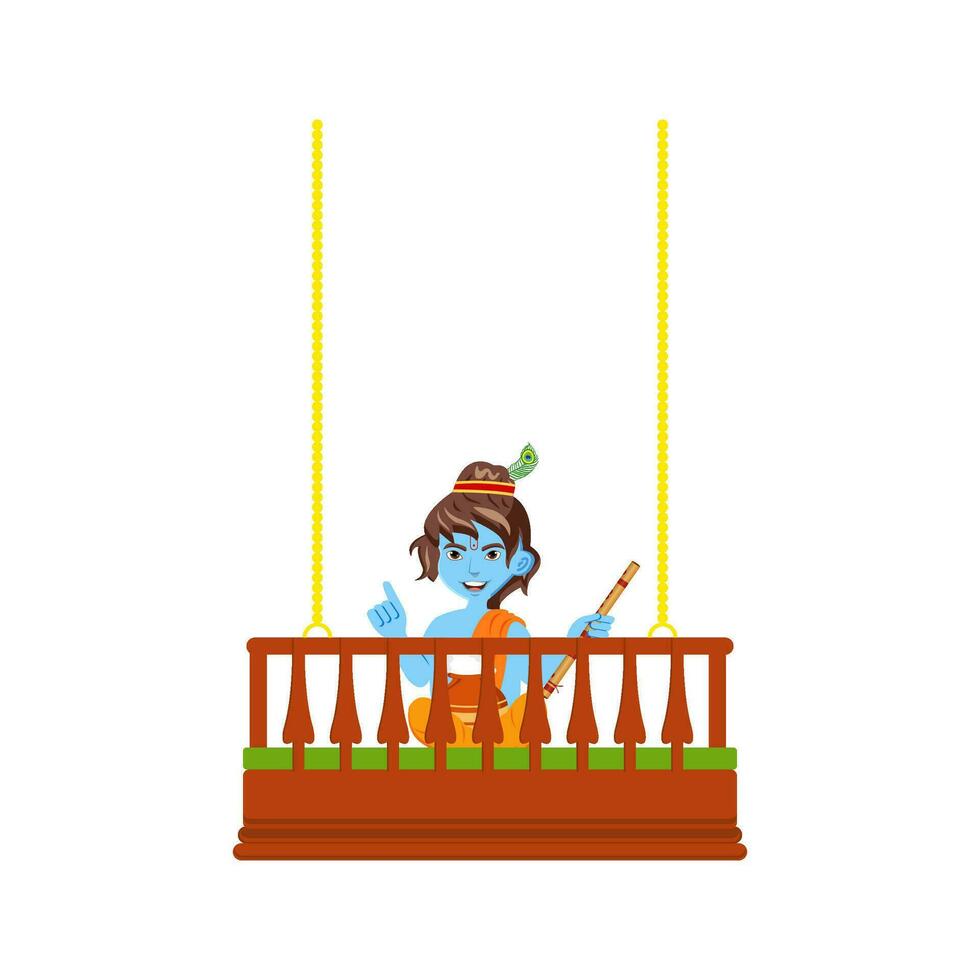 Krishna on Swing Vector Art