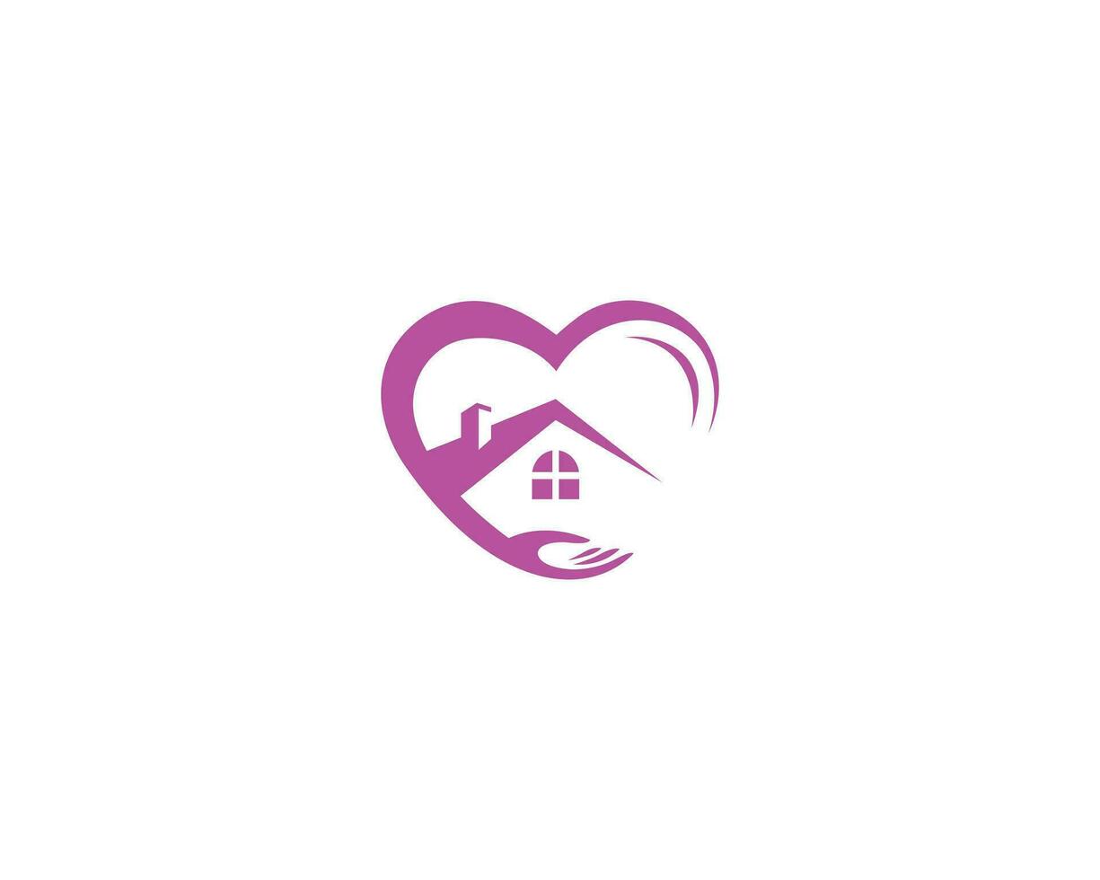 casa cuidado logo diseño amor símbolo vector concepto.