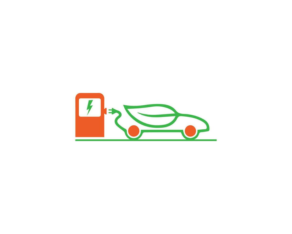 Eco Energy Electrical Vehicles Logo Design Concept Vector Icon.