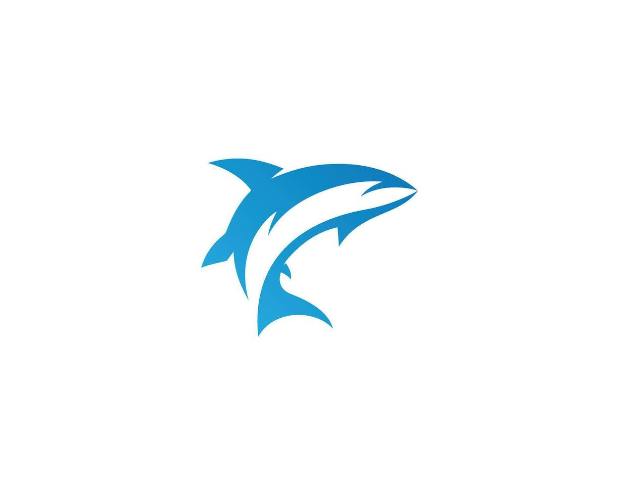 Simple shark silhouette logo design sign cartoon vector icon.