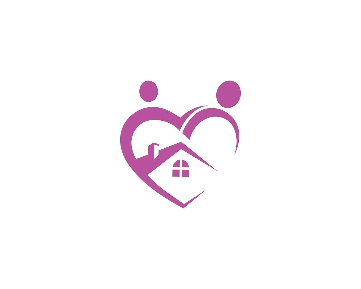 Simple love home and home care logo design vector icon template.