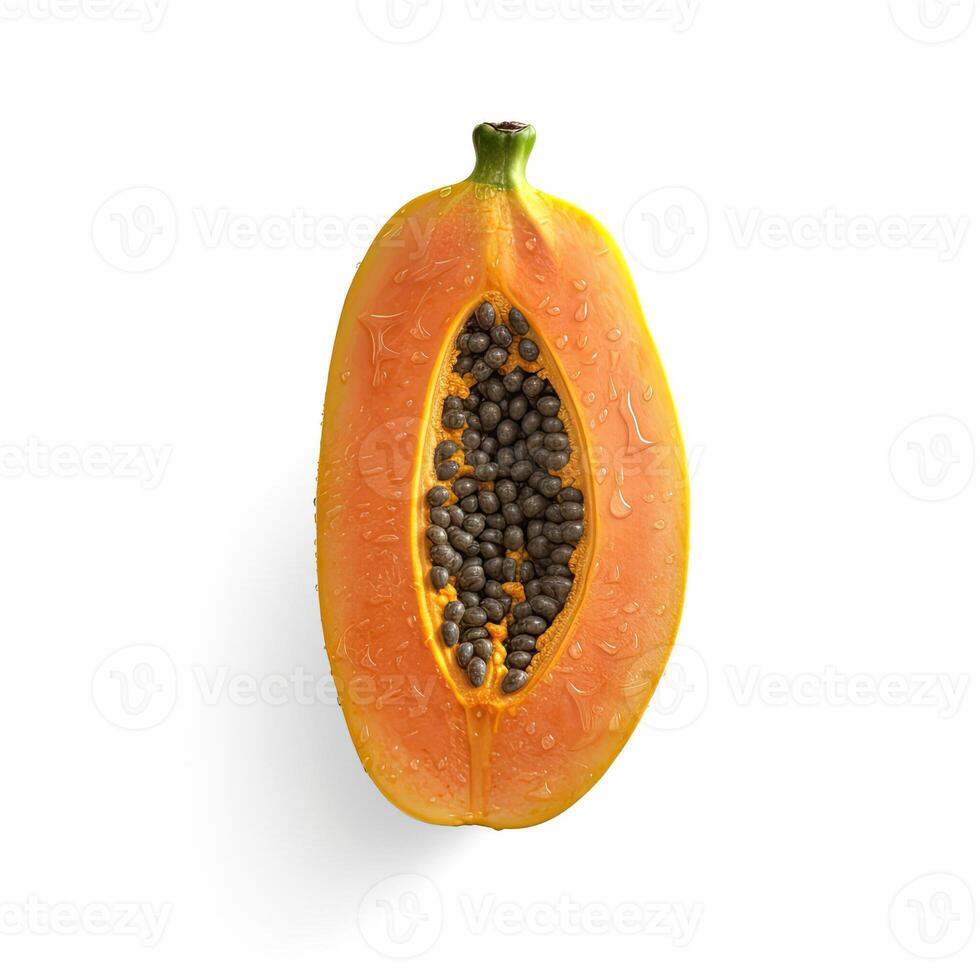 Fresh papaya isolated on white background. photo