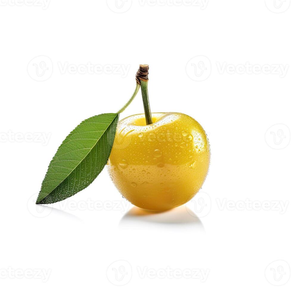 Fresh yellow cherry isolated on white background. photo