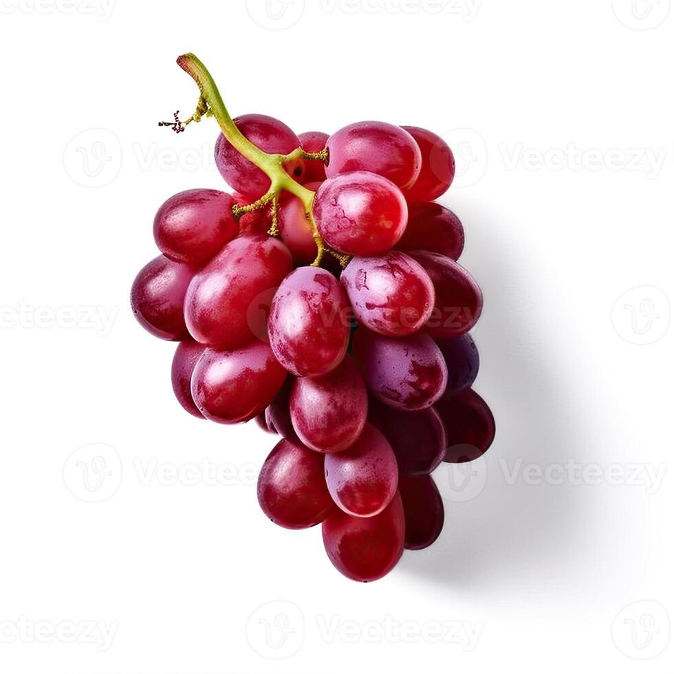 Fresh red grapes isolated on white background. photo