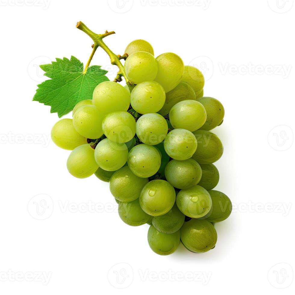 Fresh green grapes isolated on white background. photo