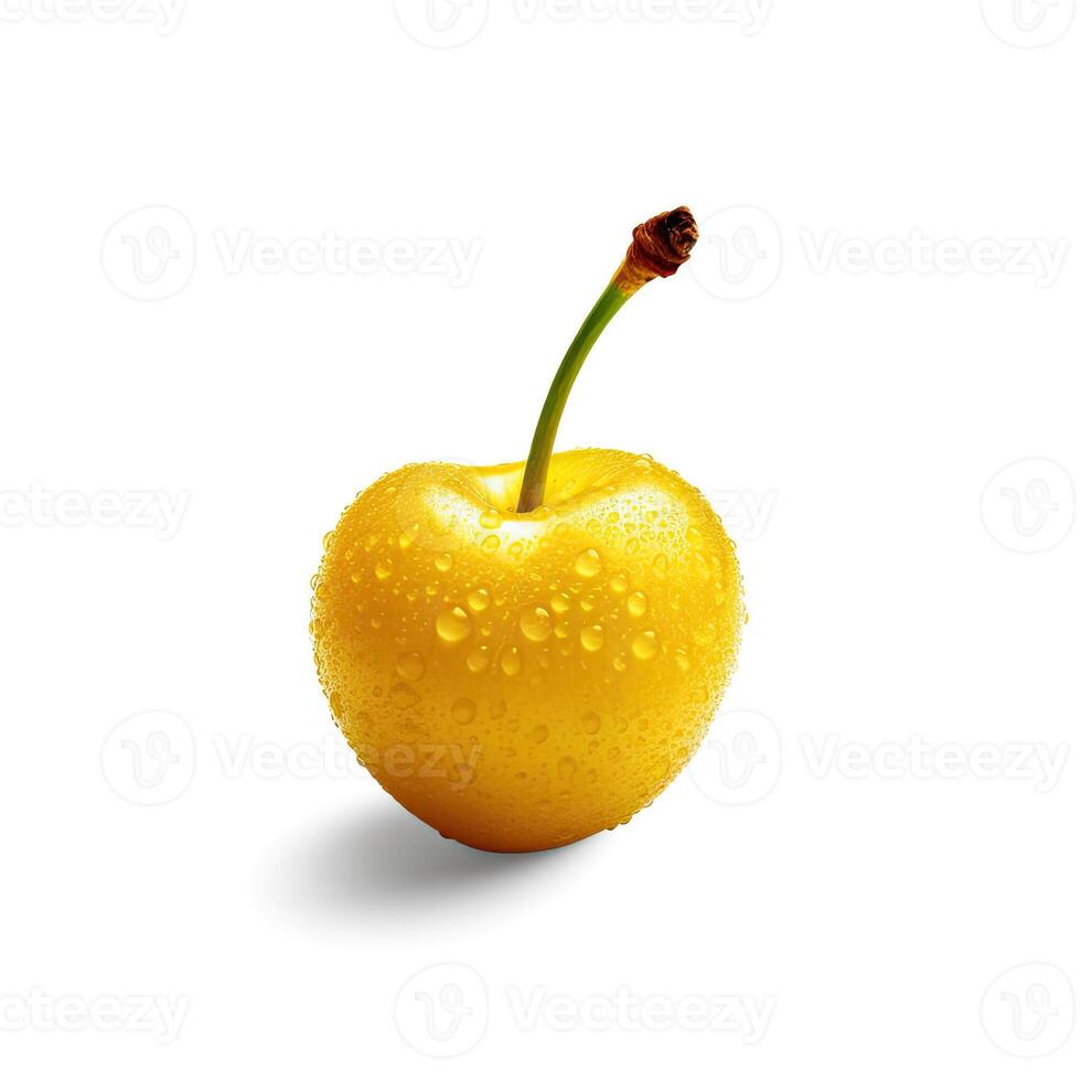 Fresh yellow cherry isolated on white background. photo