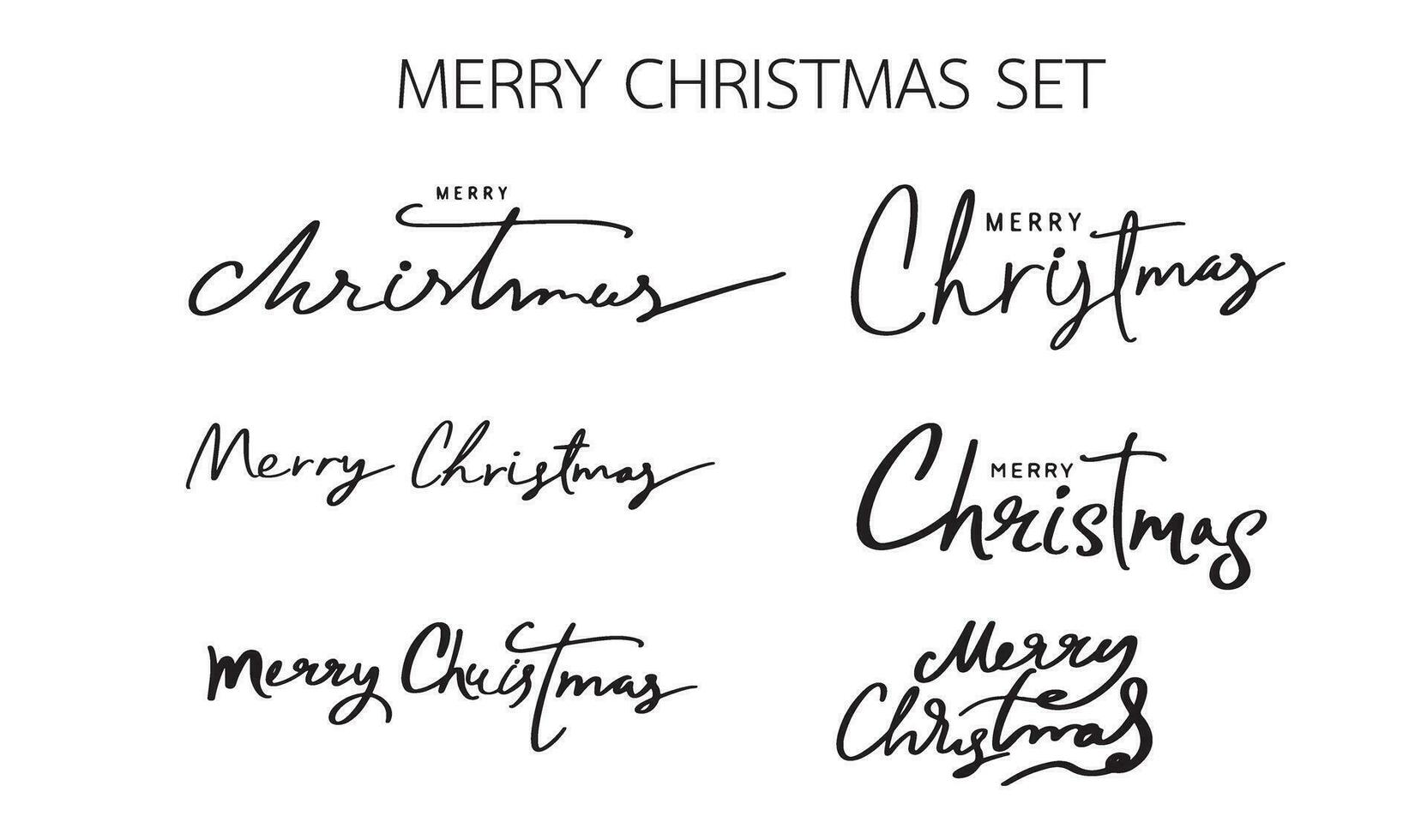 Merry Christmas set collection text calligraphy hand written symbol decoration ornament happy new year merry christmas season greeting december winter time calendar vector illustration celebration