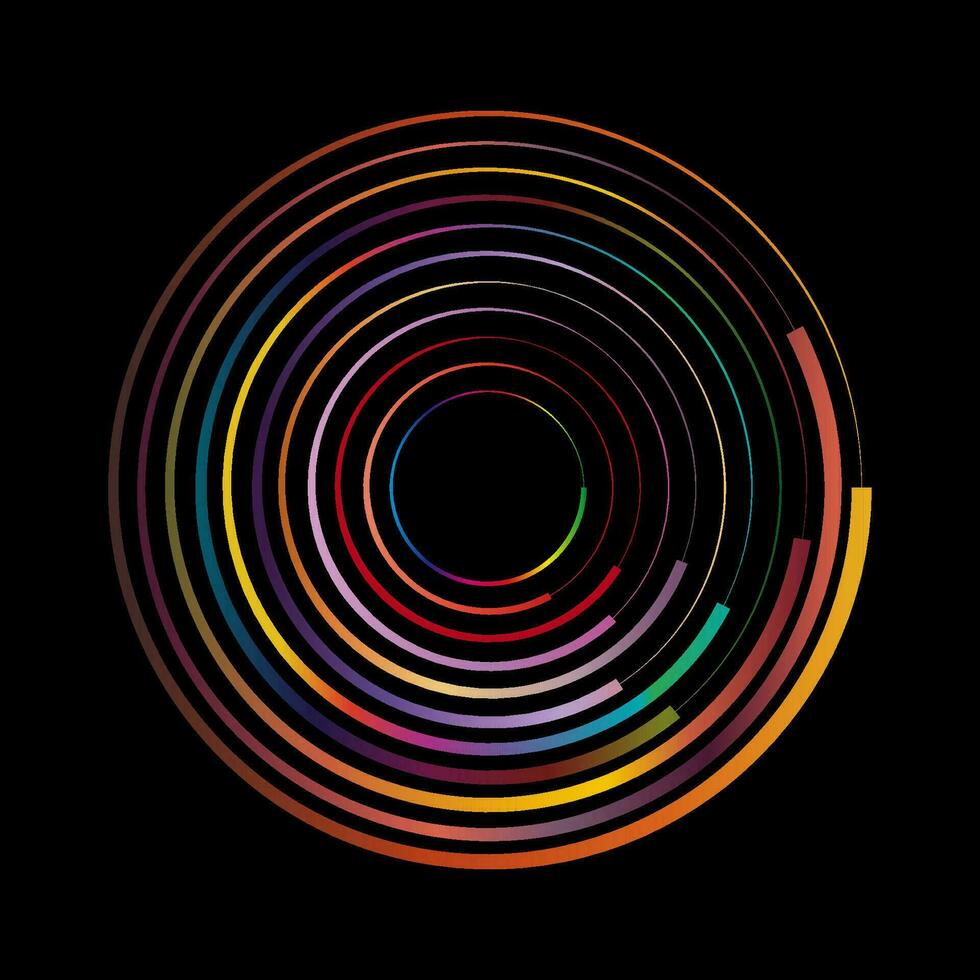 Abstract circular element on black background. Vector illustration.
