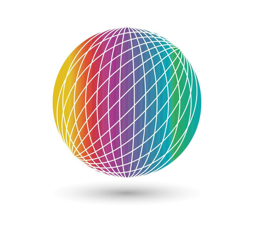 Abstract triangulated sphere in rainbow colors. vector