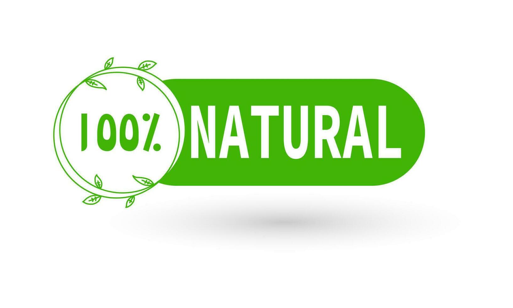 100 percent natural label sticker badge. Natural label with floral icon. Vector illustration.