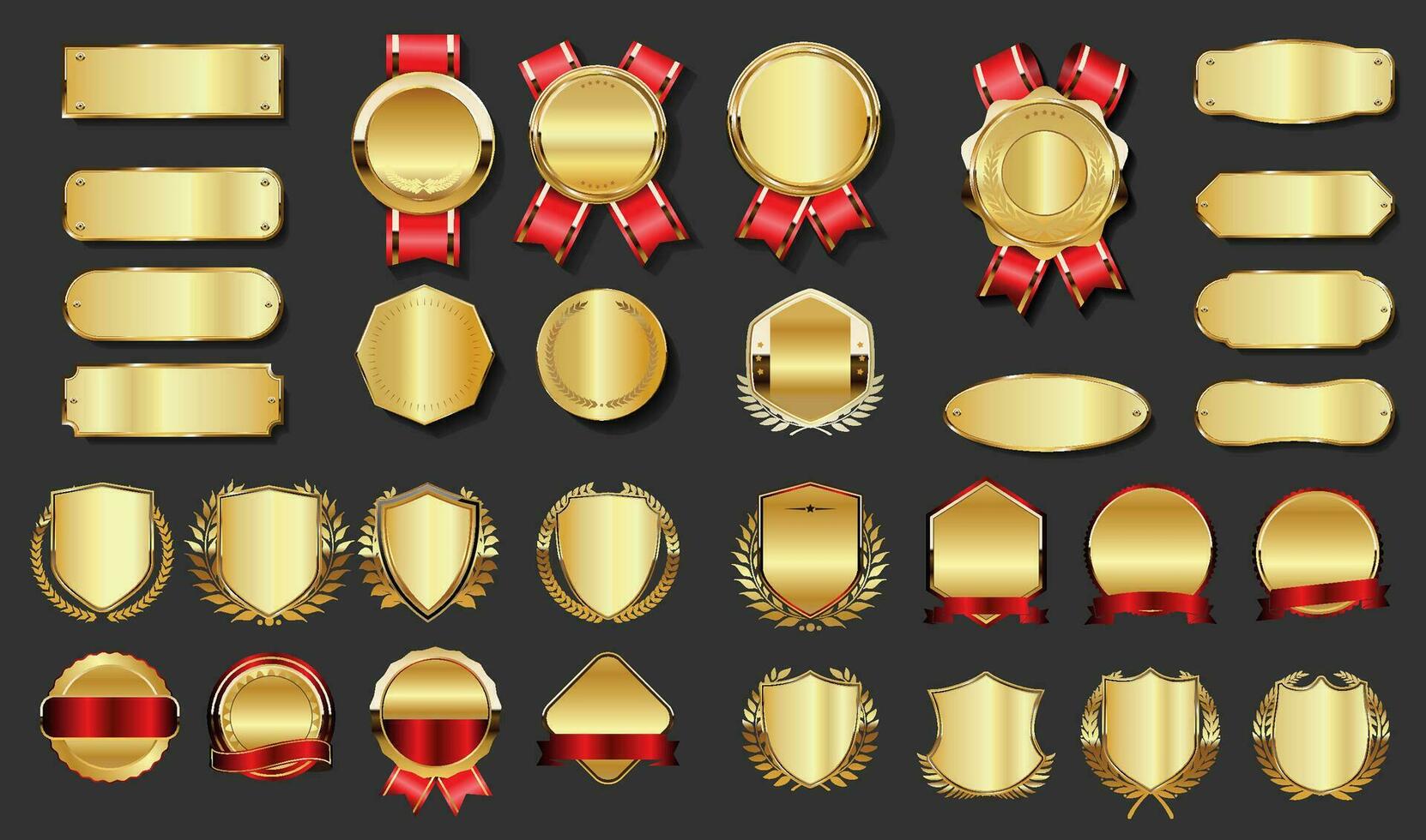 Golden empty labels retro vintage design vector collection