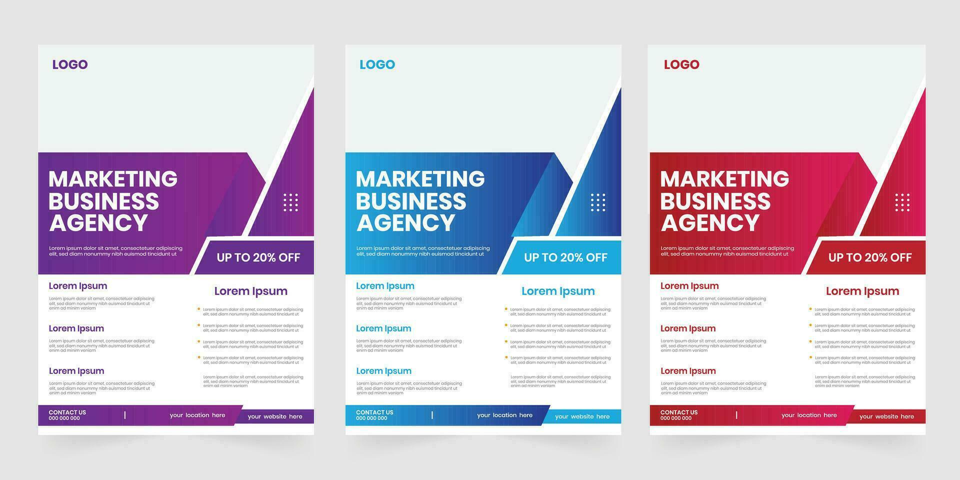 Marketing agency free annual report sheet or one sided flier leaflet layout vector