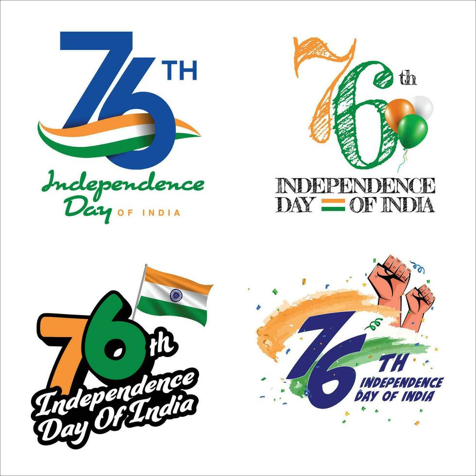 celebration units of 76th independence day of Indian with with tricolor flag colors vector