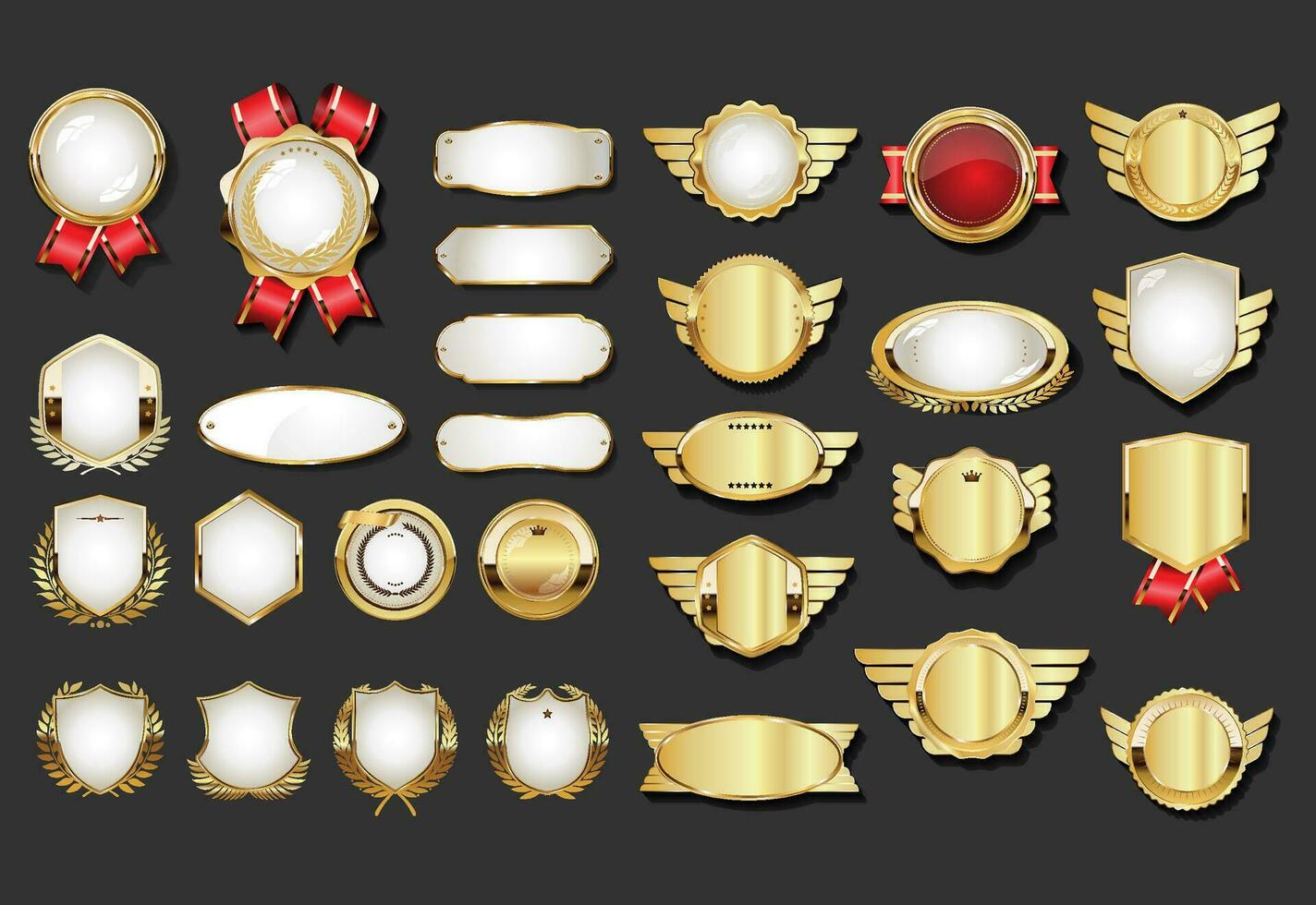 Golden empty labels retro vintage design vector collection