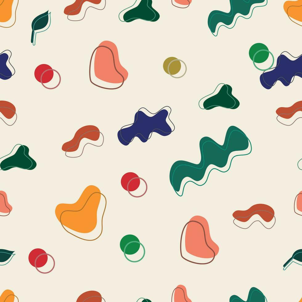 Seamless pattern with Fun colorful. Creative abstract style art background for children. Trendy texture design with basic shapes. Simple childish doodle wallpaper print set. vector