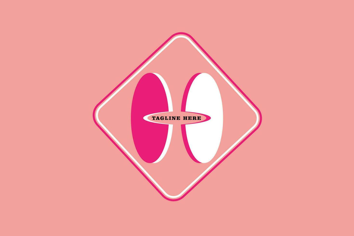 illustration of two circles with a box isolated on pink background vector