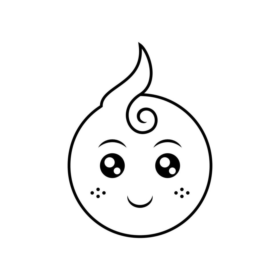 cute baby line icon. smile expression. sketch, minimal and simple style. used for icon, sticker or logo vector